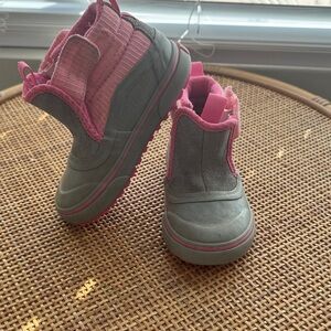 Kids Pink and Gray Boots